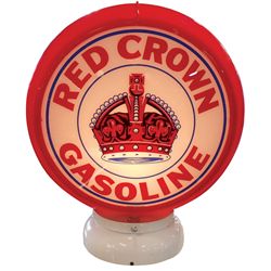 Petroliana, Red Crown Gasoline replica light-up globe & clock (2), globe has curved glass lenses in 