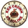 Image 2 : Petroliana, Red Crown Gasoline replica light-up globe & clock (2), globe has curved glass lenses in 