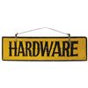 Image 1 : Hardware store sign, heavy fiberboard 2-sided hanging sign from old Iowa hardware store, orig metal 