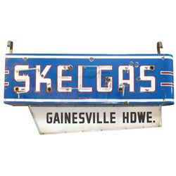 Skelgas Gainesville Hardware porcelain sign w/curved ends & neon letters, 3 neon sets of letters on 