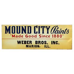 Hardware store advertising signs (2), Mound City Paints, Weber Bros., Inc., Marion, IL embossed meta