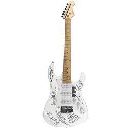 Autographed Guitar, Ratt, signed by Stephen Pearcy, Warren DeMartini, Bobby Blotzer, Juan Croucier, 