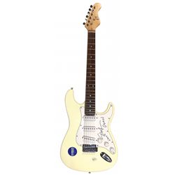 Autographed Guitar, signed by Sheryl Crow on Eleca Strat w/pick, signature obtained in person during