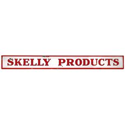 Petroliana, Skelly Products porcelain sign, embossed, VG cond, 12"H x 102"W.