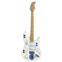 Autographed Guitar, Nickelback, signed by Chad Kroeger, Ryan Peake, Mike Kroeger, Daniel Adair on Ca