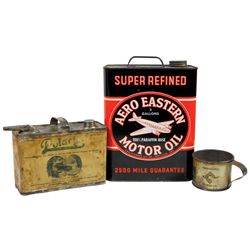 Petroliana (3), Aero Eastern Motor Oil 2-gal tin, great airplane graphics, VG/Exc cond, 12"H x 8.5"W