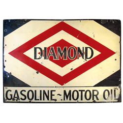 Petroliana, Diamond Oil 2-sided porcelain sign, Good cond, 36"H x 52"W.