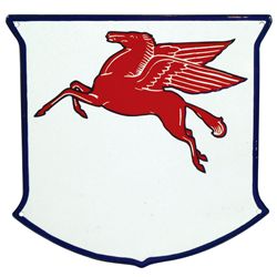 Petroliana, Pegasus porcelain gas pump sign, Mint cond, 12"H x 12.5"W.