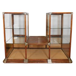 Showcase, double tower, cherry w/German silver trim, "L. Paulle Maker-241 & 243 2nd Ave S, Minneapol