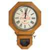 Image 1 : Clock, octagon school house regulator, oak w/Coca-Cola dial, dial reads Made by The Ingraham Co.-Bri