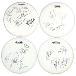 Autographed drum heads (4), Nazareth, LA Guns, Winger & Dokken, signed by Pete Agnew, Phil Lewis, Ki