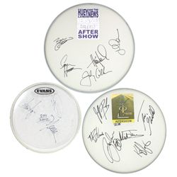 Autographed drum heads (3), Huey Lewis & The News, Journey & Foreigner, signed by Huey Lewis, Neal S