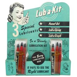 Petroliana, Lub-a-Kit counter display w/orig product, diecut cdbd standup from Panef Mfg Co.-Milw, W