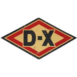 Petroliana, D-X diamond-shaped sign, 2-sided enamel on metal, VG cond, 40"H x 70"W.