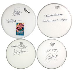 Autographed drum heads (4), Carol King, Gary Lewis, Michelle Phillips from Mamas & The Pappas & Mark