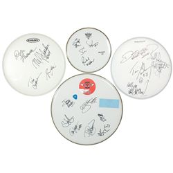 Autographed drum heads (4), Kansas, Grand Funk Railroad, Molly Hatchett & Doobie Brothers, signed by