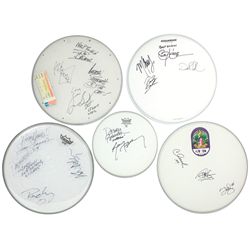Autographed drum heads (5), Hotter than Hell Kiss Tribute, Cheech & Chong, America, Pat Travers & Ba