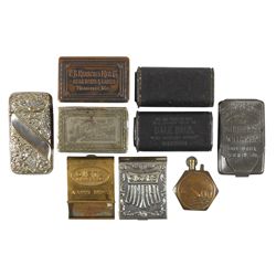 Tobacciana advertising smalls (9), match safes & lighter, C.B. Henschel Cigar Boxes & Labels-Milw, S