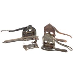 Tobacco & cigar cutters (4), Reynolds Davis Grocer-Fort Smith, Ark; Central Mercantile Co.-Hutchinso