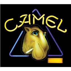 Tobacciana neon sign, "Camel" w/Joe Cool, Exc cond w/minor signs of use, 23"H x 24.5"W.