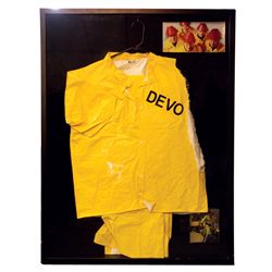 Rock 'n Roll Devo costume, stage-worn by guitarist Gerald Casale who removed costume's arm to play, 