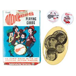 Rock 'n Roll Monkees items (8), Micky & Davy Halloween costumes in orig boxes, 2 Monkeemobile toy ca