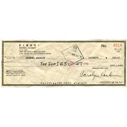 Michael Jackson signed endorsement on check from "Dinah!" TV show dated Oct 20, 1976, VG cond w/crea