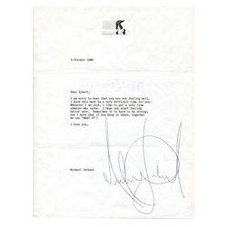 Michael Jackson TLS to Albert expressing sympathy for an illness w/"…I Know that if you hang in ther