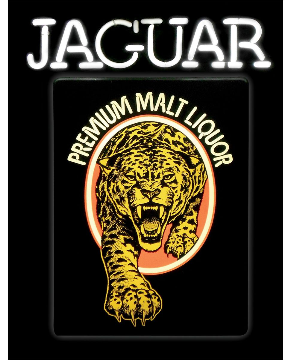 Breweriana neon sign, Jaguar Premium Malt Liquor," Exc cond, 23"H x 18"W.