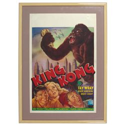 Movie poster, vintage King Kong by Cine Vog Films, Belgium, stars Fay Wray, Robert Armstrong & Bruce