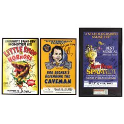 Autographed theater posters (3), Little Shop of Horrors (12/13/05), Rob Becker’s Defending the Cavem
