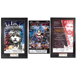 Autographed theater posters (3), Oliver (2/24/04), Lerner & Loewe’s Camelot (10-23-07) & Les Miserab