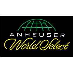 Breweriana neon sign, "Anheuser World Select," NOS cond, 18"H x 35.5"W.