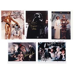 Autographed photos, (5), Star Wars, signed by Mark Hamill, Harrison Ford, Carrie Fisher, David Prows