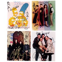 Autographed photos (4), cast-signed photos of TV shows Seinfeld, The Simpson's, Will & Grace & The O
