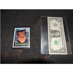 FRANKENSTEIN RARE VINTAGE POSTAGE STAMP FRIDGE MAGNET NO RESERVE!