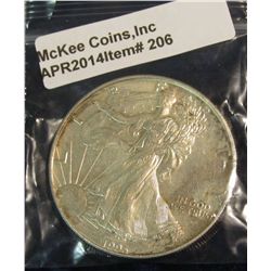 206. 1993 American Eagle Silver Dollar. One Troy Ounce .999 Fine Silver.