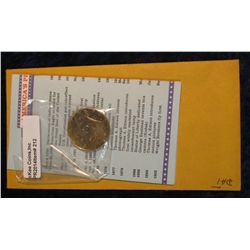 212. 1984 D Kennedy Half Dollar 24K Gold-plated and counterstamped "1980". Complete with literature.