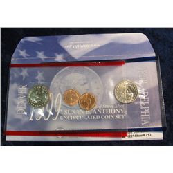 213. 1999 P & D Susan B. Anthony Uncirculated Coin Set in U.S. Mint issued holder. (4 pcs.).