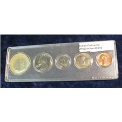 215. 1966 Silver Five-Piece Set in Snap tight case. Gem BU. Cent to Half dollar.