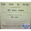 Image 3 : Canada - 1 Cent - 1955 - SF; Red; Cameo - ICCS - PL-66