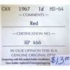 Image 3 : Canada - 1 Cent - 1967 - Red - ICCS - MS-64