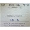Image 3 : Canada - $1.00 - 1935 - ICCS - MS-63