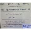 Image 3 : Canada - $1.00 - 1947 - Pointed 7; Quadruple Punch HP - ICCS - MS-60