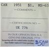 Image 3 : Canada - $1.00 - 1951 - ICCS - MS-63