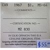 Image 3 : Canada - $1.00 - 1967 - ICCS - MS-64