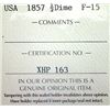 Image 3 : USA - Half Dime -1857 - ICCS - F-15