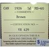 Image 3 : Canada - 1 Cent - 1926 - Brown - ICCS - MS-60