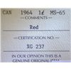 Image 3 : Canada - 1 Cent - 1964 - Red - ICCS - MS-65