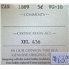 Image 3 : Canada - 5 Cents - 1889 - ICCS - VG-10